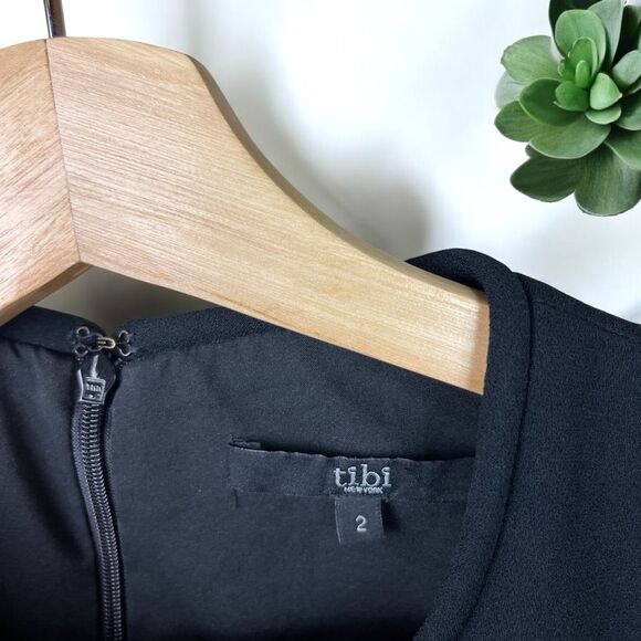 Tibi Wool / Cashmere Peplum Sheath Dress with Embroidered Eyelet Detail - Picture 9 of 9